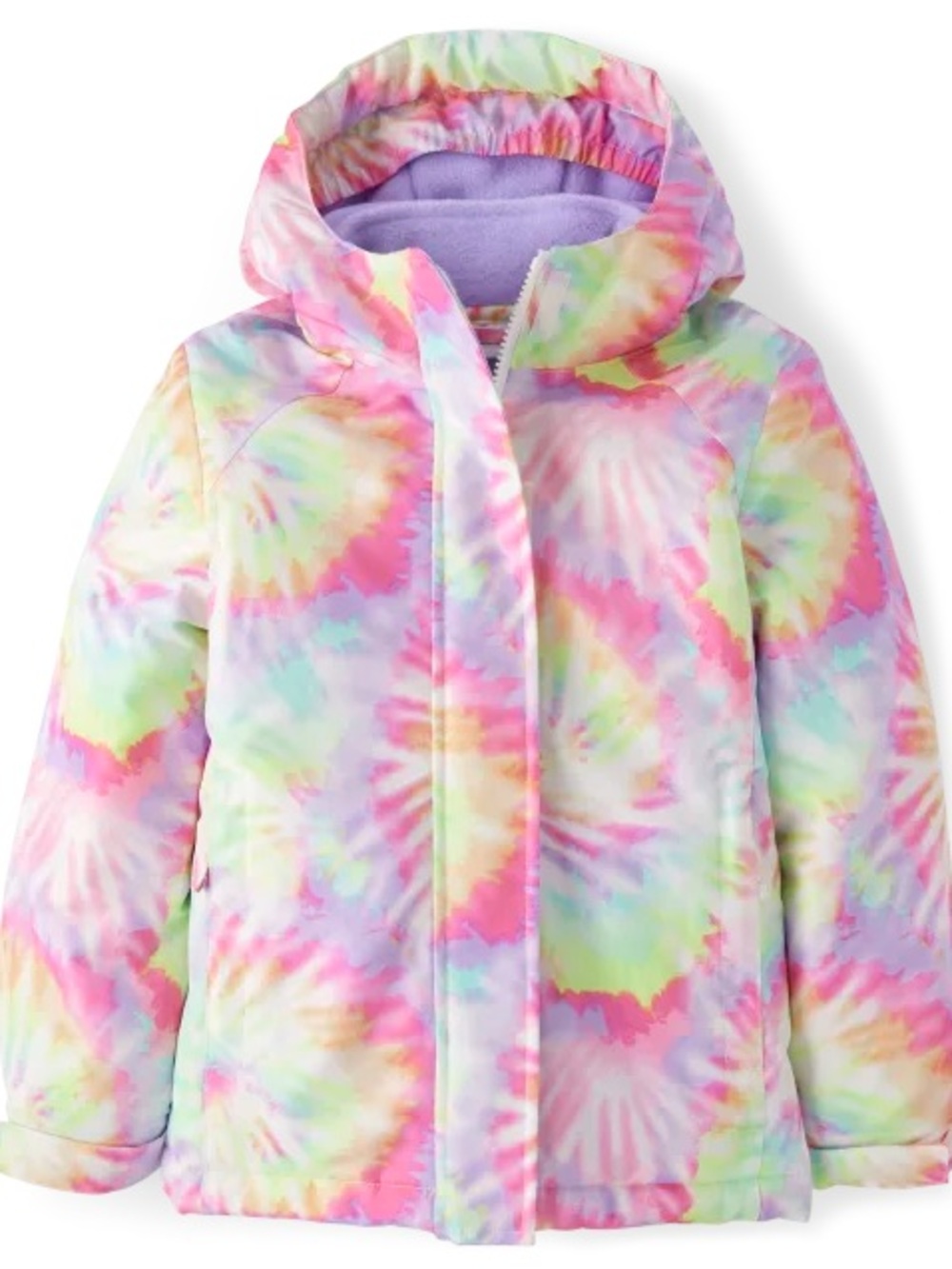 Girls Print 3 In 1 Jacket - Tie dye - pink purple